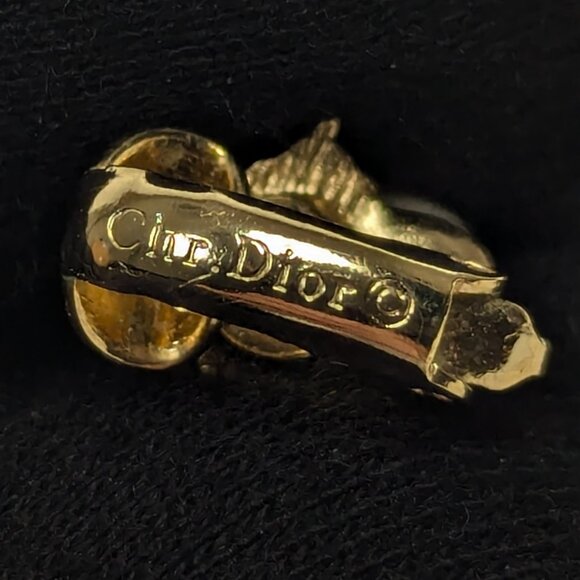 🔥BLACK FRIDAY🔥 DIOR Double Pearl and Gem Stones Gold Tone Earrings Clip-on - Picture 4 of 11